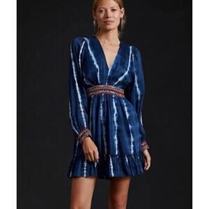 Anthropologie Verb by Pallavi Singhee Blue Tie Dye Mini Dress Size XL